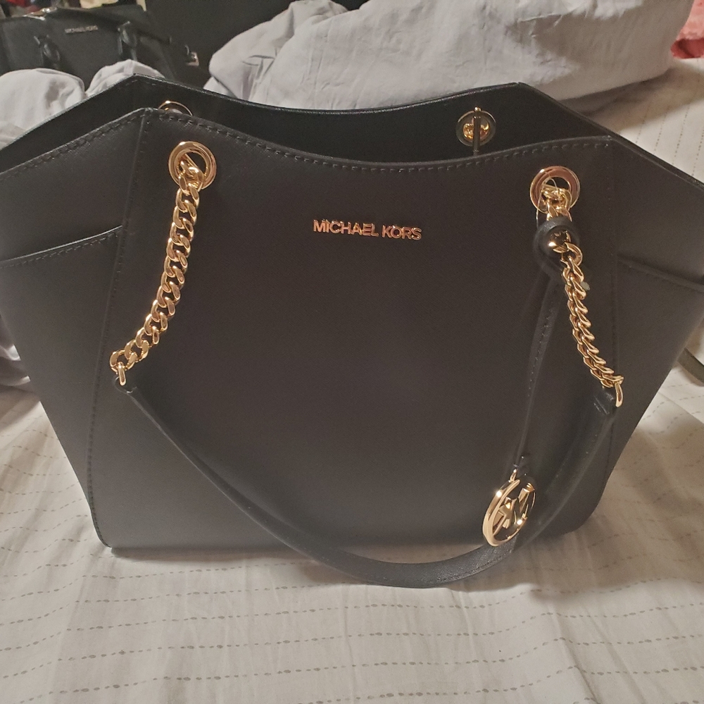 Black and gold shoulder bag